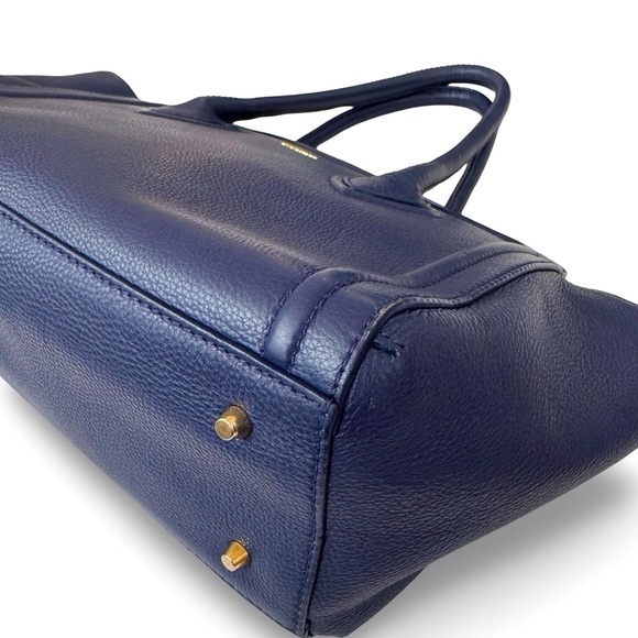 Gorgeous FURLA College Tote Italian Leather Navy Shoulder Bag - Picture 8 of 14